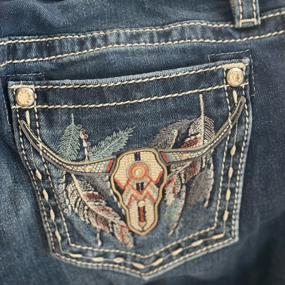 Miss Me Jeans with Cow Skull Design